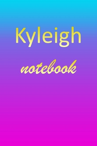 Kyleigh: Blank Notebook - Wide Ruled Lined Paper Notepad - Writing Pad Practice Journal - Custom Personalized First Name Initial K Blue Purple Gold - Taking 