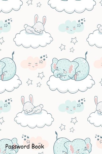 Password Book: Include Alphabetical Index With Cartoon Cute Animal Seamless Elephant Rabbit