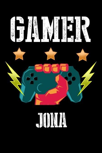 Gamer Jona: Kariertes Notizbuch mit 5x5 Karomuster für deinen personalisierten Vornamen
