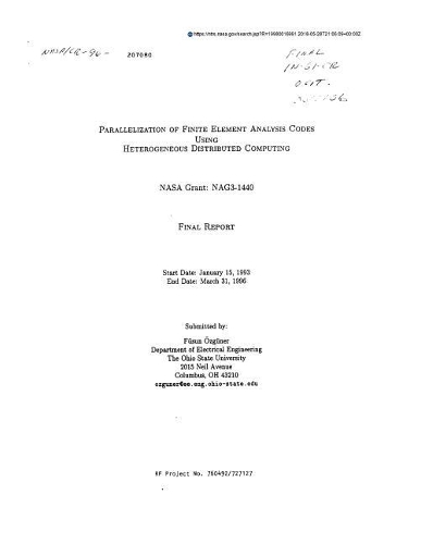 Parallelization of Finite Element Analysis Codes Using Heterogeneous Distributed Computing