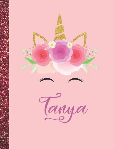 Tanya: Tanya Marble Size Unicorn SketchBook Personalized White Paper for Girls and Kids to Drawing and Sketching Doodle Taking Note Size 8.5 x 11