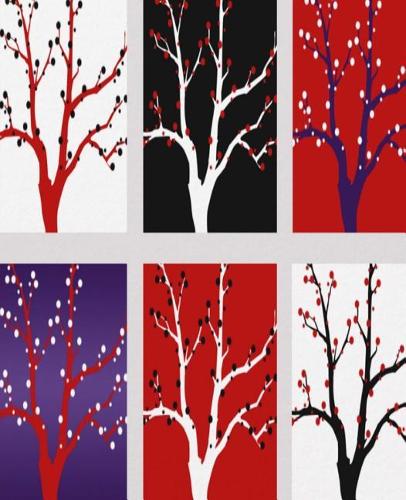 Artistic Bare Winter Trees Snowflakes School Composition Books 130 Pages