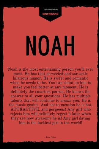Noah: Personalized Name with Citation Cover Notebook: Perfect Gift for Boys and Man