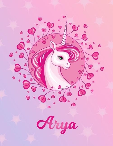 Arya: Arya Magical Unicorn Horse Large Blank Pre-K Primary Draw & Write Storybook Paper - Personalized Letter A Initial Custom First Name Cover - Story Bo