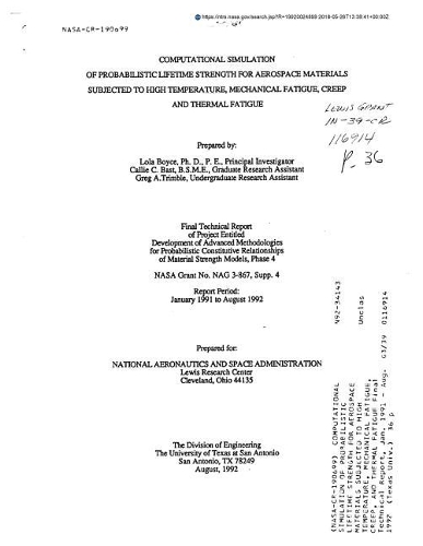 Computational Simulation of Probabilistic Lifetime Strength for Aerospace Materials Subjected to High Temperature, Mechanical Fatigue, Creep, and Thermal Fatigue