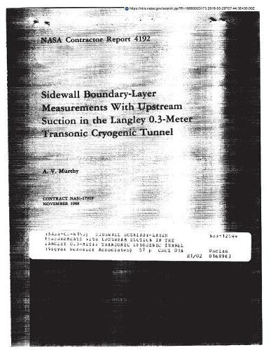 Sidewall Boundary-Layer Measurements with Upstream Suction in the Langley 0.3-Meter Transonic Cryogenic Tunnel