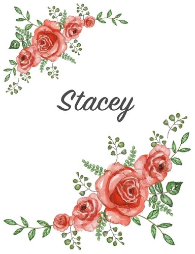 Stacey: Personalized Composition Notebook - Vintage Floral Pattern (Red Rose Blooms). College Ruled (Lined) Journal for School Notes, Diary, Journaling. Flo