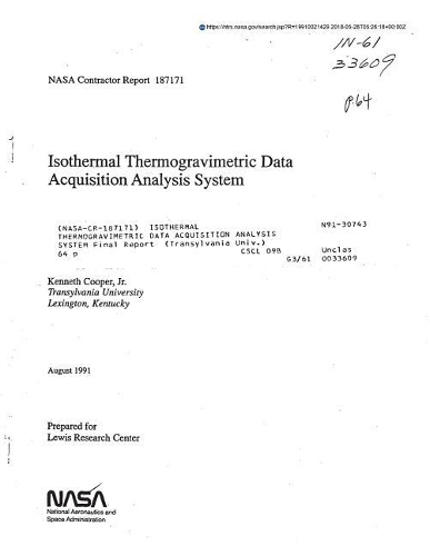 Isothermal Thermogravimetric Data Acquisition Analysis System