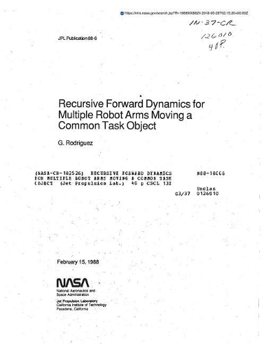 Recursive Forward Dynamics for Multiple Robot Arms Moving a Common Task Object