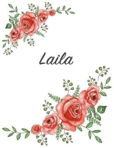 Laila: Personalized Composition Notebook - Vintage Floral Pattern (Red Rose Blooms). College Ruled (Lined) Journal for School Notes, Diary, Journaling. Flo