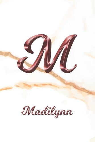 Madilynn: Journal Diary - Personalized First Name Personal Writing - Letter M White Marble Rose Gold Pink Effect Cover - Daily Diaries for Journalists & Write