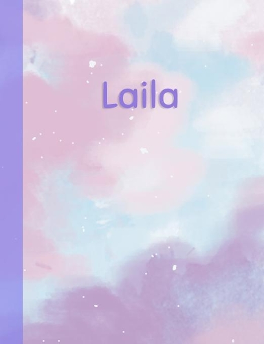 Laila: Personalized Composition Notebook - College Ruled (Lined) Exercise Book for School Notes, Assignments, Homework, Essay Writing. Purple Pink Blue Cov