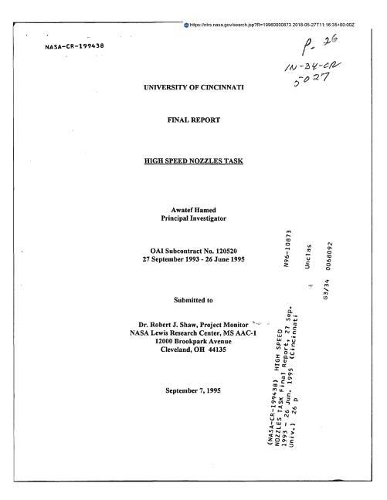 High Speed Nozzles Task