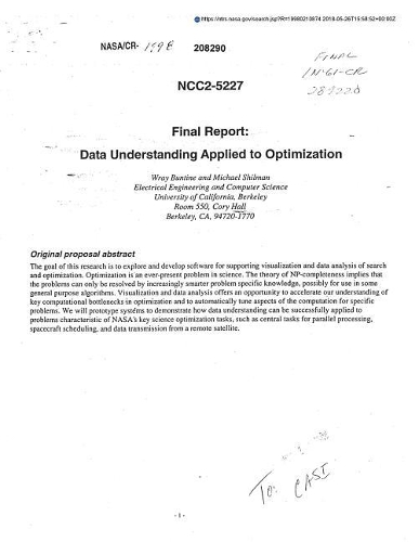 Data Understanding Applied to Optimization