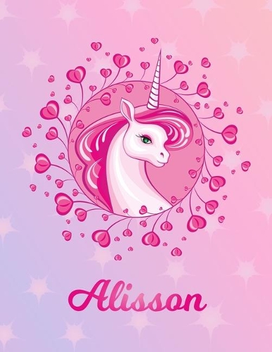 Alisson: Unicorn Large Blank Primary Handwriting Learn to Write Practice Paper for Girls - Creative Pink Purple Magical Horse Personalized Letter A Initial C