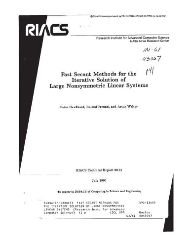 Fast Secant Methods for the Iterative Solution of Large Nonsymmetric Linear Systems