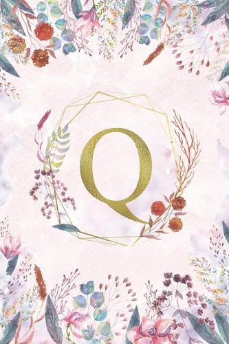 Q - Monogrammed Floral Journal: Personalized Medium Ruled 6x9 Initial Notebook For Women & Girls