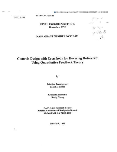 Controls Design with Crossfeeds for Hovering Rotorcraft Using Quantitative Feedback Theory