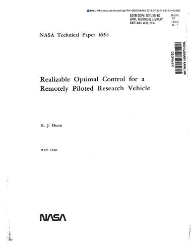 Realizable Optimal Control for a Remotely Piloted Research Vehicle. [stability Augmentation]