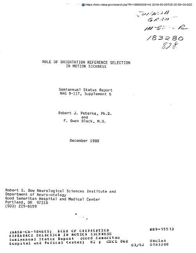 Role of Orientation Reference Selection in Motion Sickness