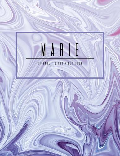 Marie Journal Diary Notebook: Electric Violet Purple Personalized Gift with Name, Large 8.5 X 11 Minimalist Marble Cover