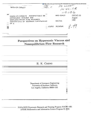 Perspectives on Hypersonic Viscous and Nonequilibrium Flow Research