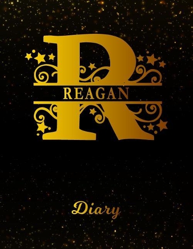 Reagan Diary: Letter R Personalized First Name Personal Writing Journal Black Gold Glittery Space Effect Cover Daily Diaries for Journalists & Writers Note Taking
