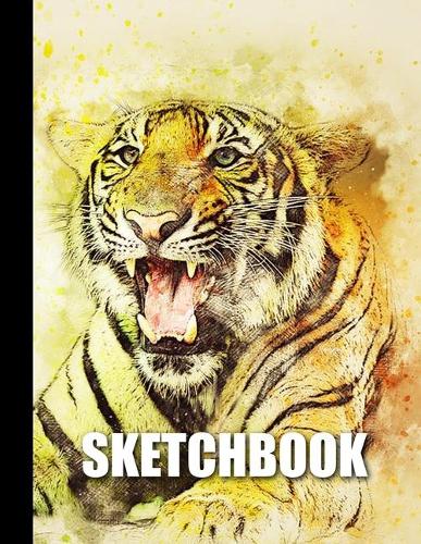 Sketchbook: Tiger Cover Design - White Paper - 120 Blank Unlined Pages - 8.5" X 11" - Matte Finished Soft Cover