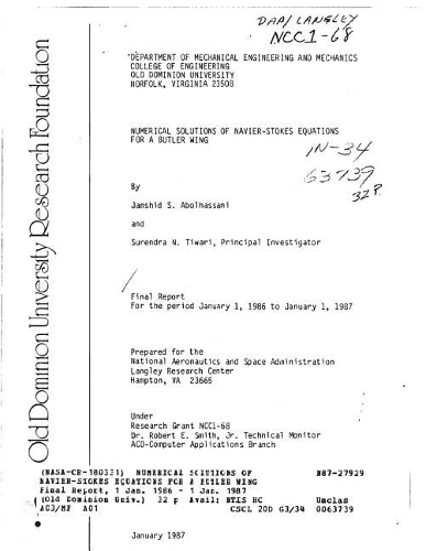 Numerical Solutions of Navier-Stokes Equations for a Butler Wing