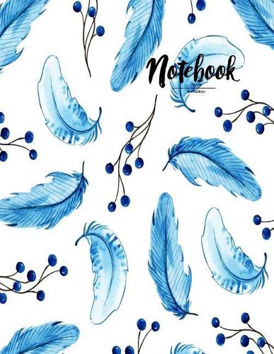 Notebook by a Madoo: Blue Feather Cover and Dot Graph Line Sketch Pages, Extra Large (8.5 X 11) Inches, 110 Pages, White Paper, Sketch, Draw and Paint(1 Blue Feather Notebook)
