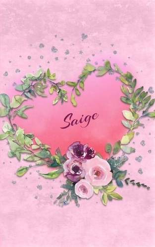 Saige: Personalized Small Journal Gift Idea for Women & Girls (Pink Floral Heart Wreath)