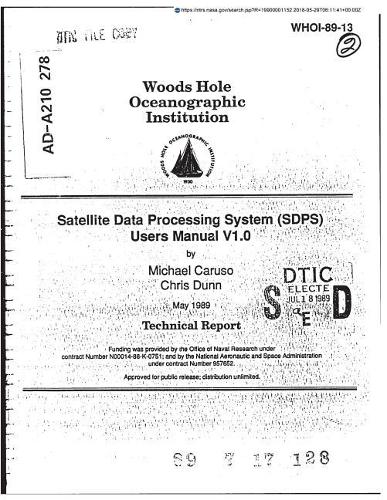 Satellite Data Processing System (Sdps) Users Manual V1.0