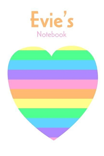 Evie's Notebook: Cute Stripy Love Heart Design Lined Notebook, 6x9, 120 Pages