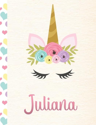 Juliana: Personalized Unicorn Sketchbook For Girls With Pink Name - 8.5x11 110 Pages. Doodle, Sketch, Create!