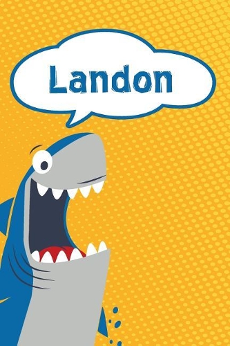Landon: Great White Shark Blank Comic Book Notebook Journal Book 120 Pages 6x9