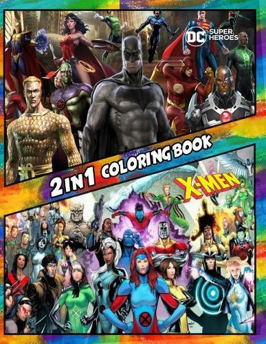 2 in 1 Coloring Book DC Super Heroes and X-Men
