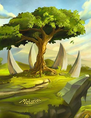 Melanie: Fantasy Landscape Themed Personalized Book with Name, Cute Notebook, Journal or Diary To Write In, 105 Lined Pages, Birthday or Christmas Gifts for 