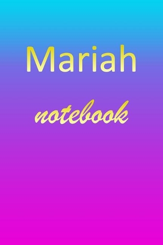 Mariah: Blank Notebook - Wide Ruled Lined Paper Notepad - Writing Pad Practice Journal - Custom Personalized First Name Initial M Blue Purple Gold - Taking 
