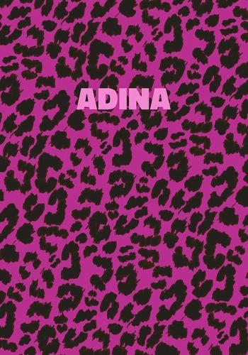 Adina Notebook: Personalized Pink Leopard Print Notebook (Animal Skin Pattern). College Ruled (Lined) Journal for Notes, Diary, Journaling. Wild Cat Theme Design wi