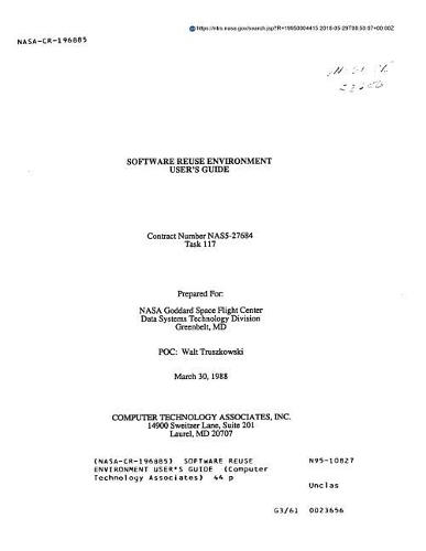 Software Reuse Environment User's Guide