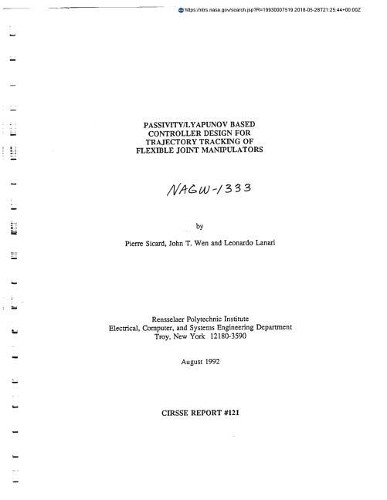 Passivity/Lyapunov Based Controller Design for Trajectory Tracking of Flexible Joint Manipulators