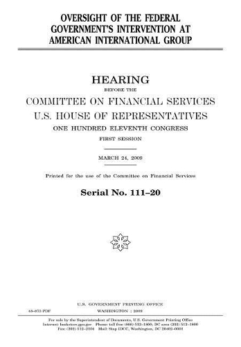 Oversight of the Federal Government's Intervention at American International Group