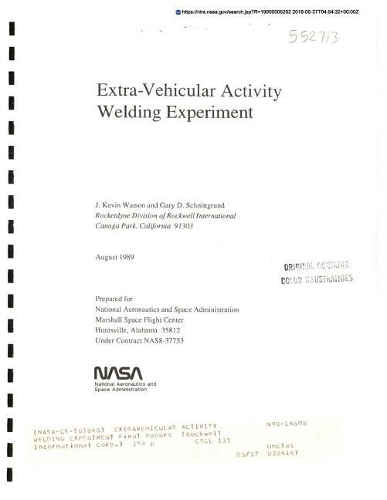 Extravehicular Activity Welding Experiment