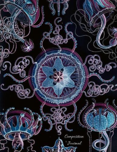 Composition Journal - Jellyfish (Graph Paper): 8.5" x 11" Student Notebook - 100 Graph lined Pages - Scientific Illustration from 1899