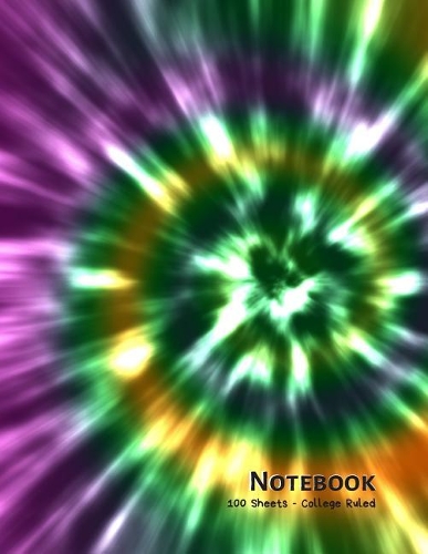 Notebook: Green, Yellow, and Purple Tie Dye - 100 Sheets - College Ruled (8.5 x 11)