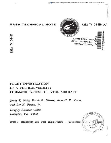 Flight Investigation of a Vertical-Velocity Command System for Vtol Aircraft