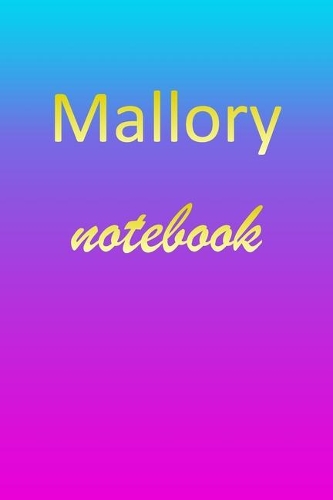 Mallory: Blank Notebook - Wide Ruled Lined Paper Notepad - Writing Pad Practice Journal - Custom Personalized First Name Initial M Blue Purple Gold - Taking 