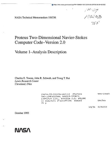 Proteus Two-Dimensional Navier-Stokes Computer Code, Version 2.0. Volume 1: Analysis Description