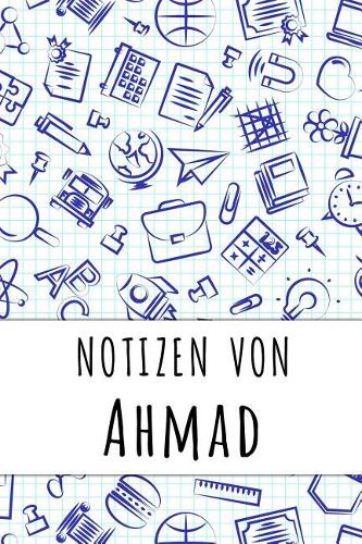 Notizen von Ahmad: Kariertes Notizbuch mit 5x5 Karomuster für deinen personalisierten Vornamen