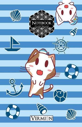 Vermion Classic Squares Notebook: 5,5 x 8,5", 120+ pages, unique kitty mat cover, classic squared, ideal Journal, Diary, Softcover Paperback